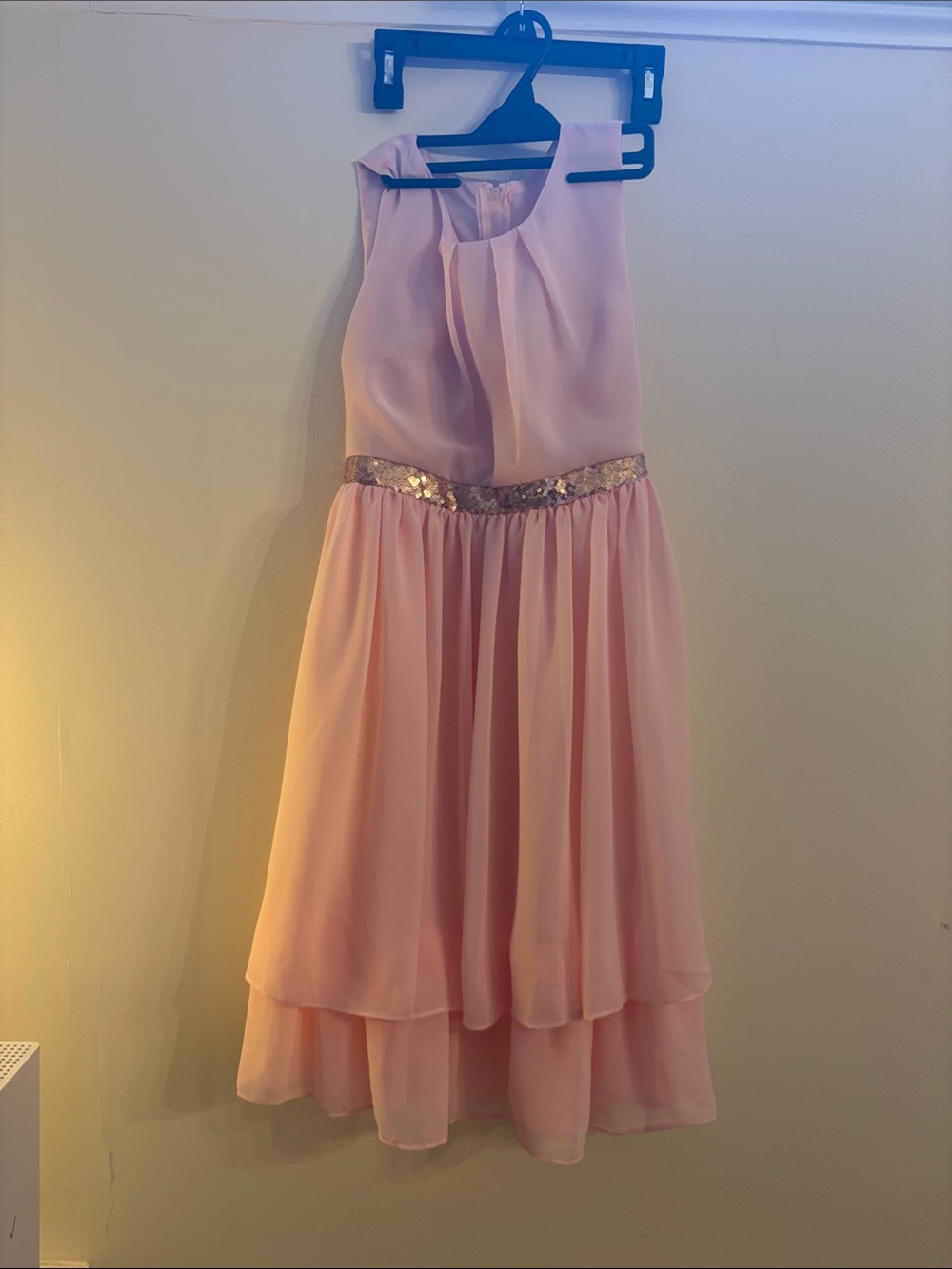 Girls Pink Sequin Waist Party Dress